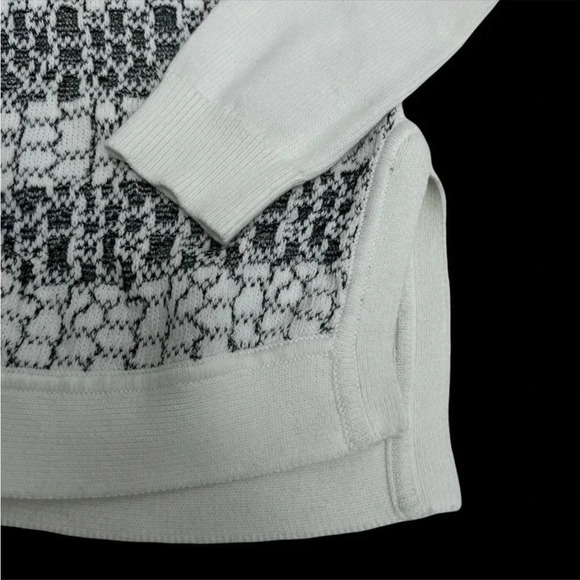 DEREK LAM 10 CROSBY Sweater Long Sleeve Gray White Striped Honeycomb Size S - Picture 5 of 11